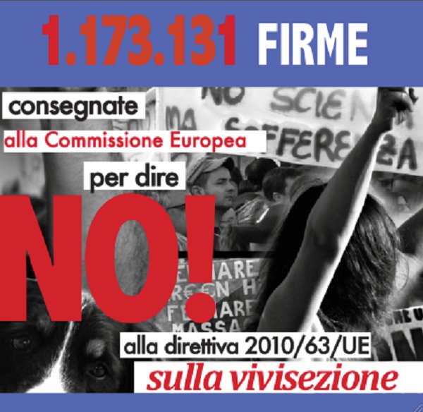 Stop vivisection: consegnate oltre 1milione di firme contro la vivisezione