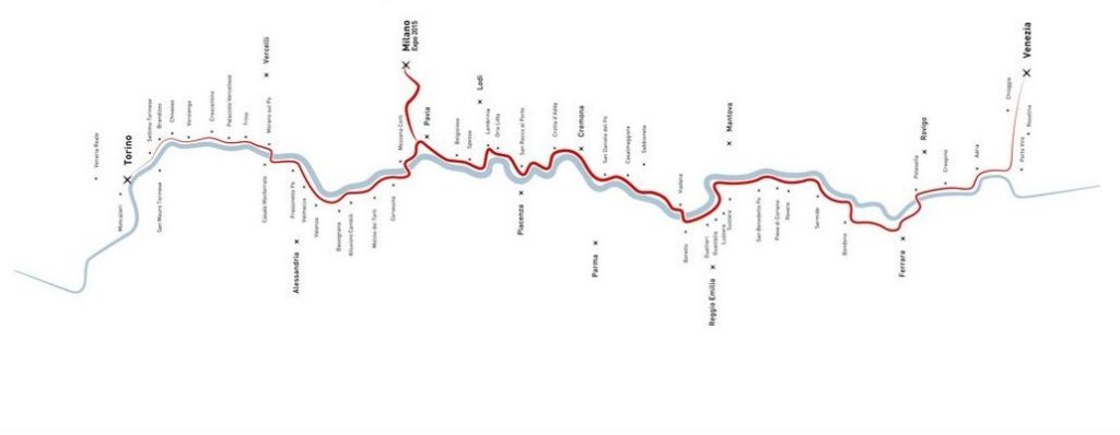 Il tracciato della dorsale cicloturistica VENTO (foto dal sito ufficiale del progetto)