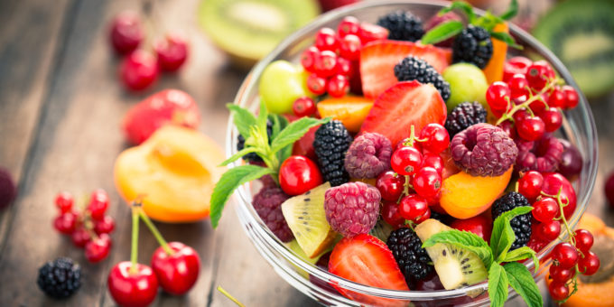 Fresh fruit salad in the bowl
