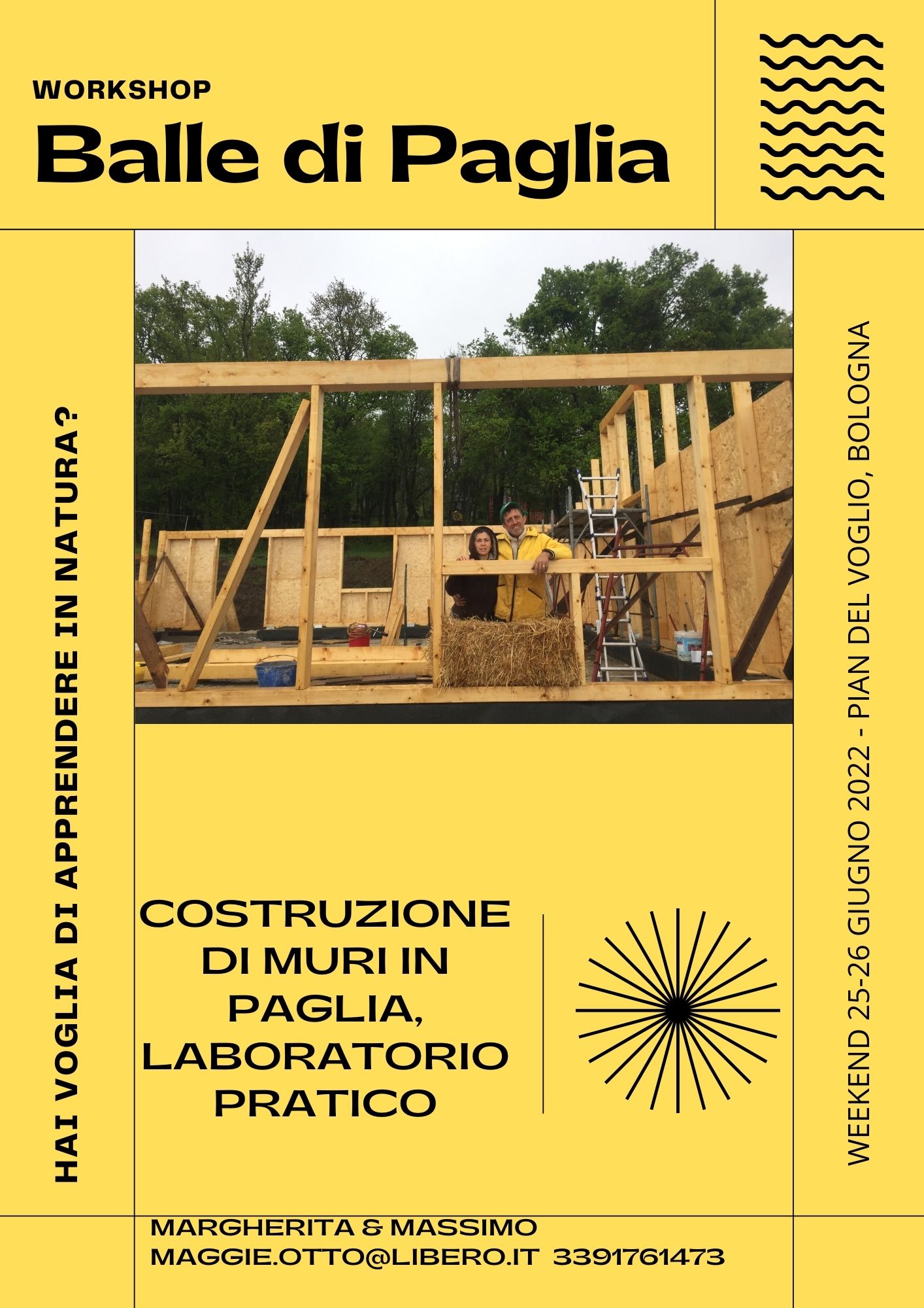 Workshop pratico balle di costruzione di muri in paglia