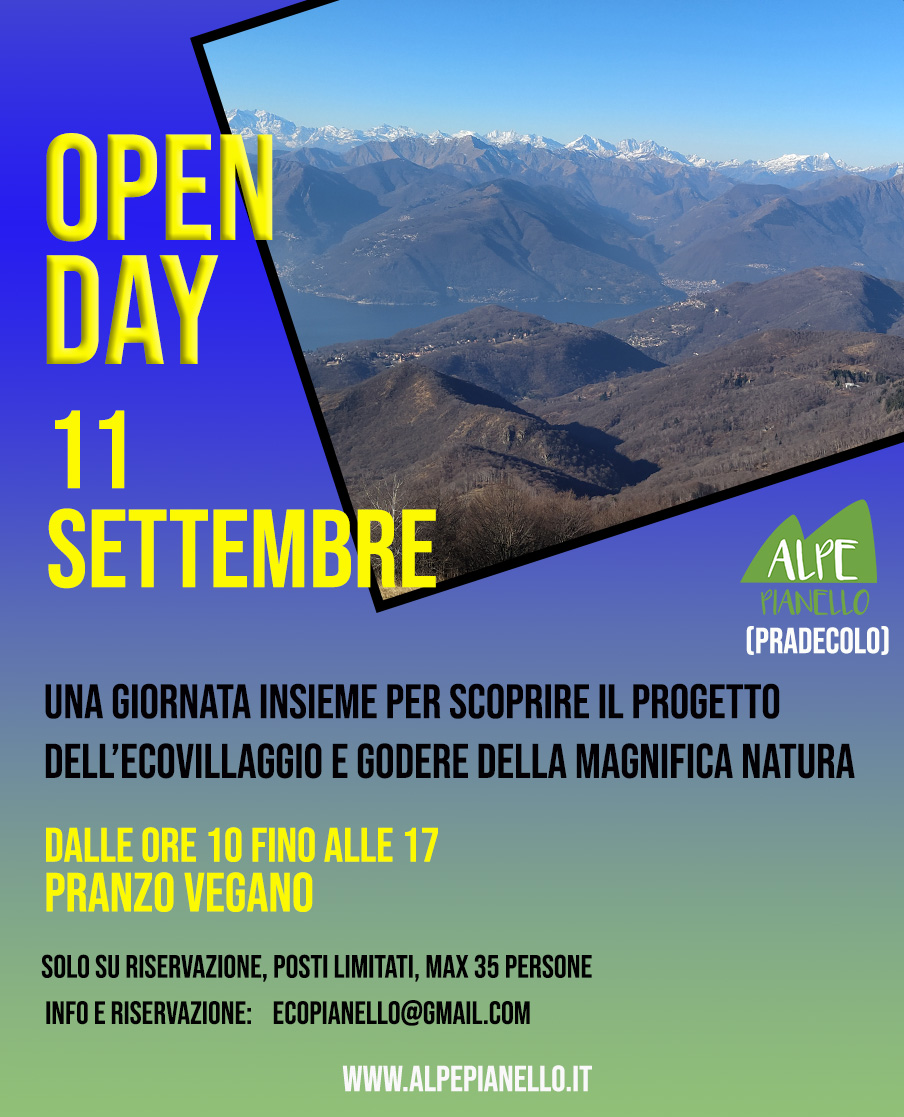 Open Day – Giornata aperta del progetto ecovillaggio Alpe Pianello