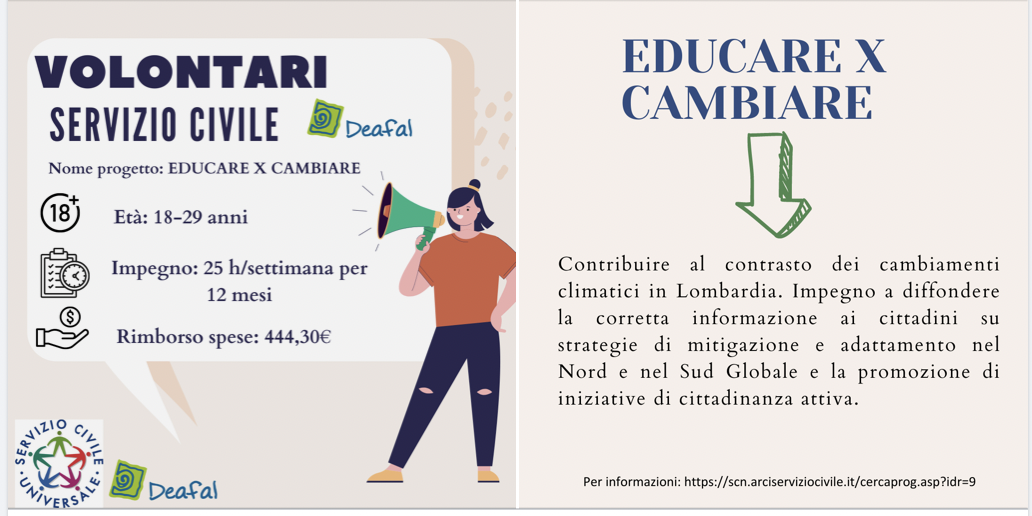 Cerchiamo due volontari/e per il Servizio Civile