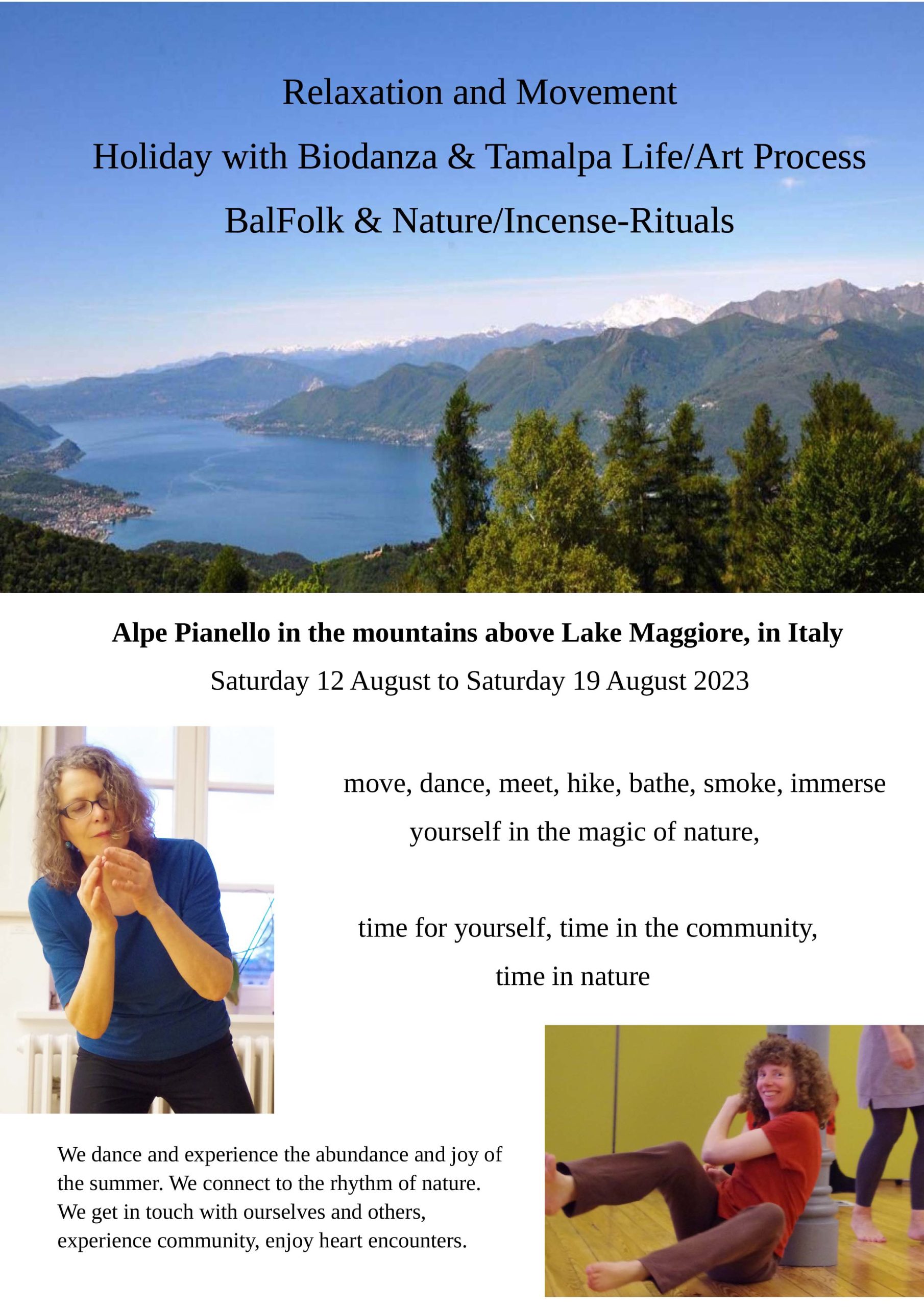 Offro Relaxation and Movement Holiday with Biodanza & Tamalpa Life/Art Process BalFolk & Nature/Incense-Rituals