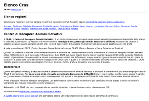 Elenco generale CRAS (Centri Recupero Animali Selvatici)
