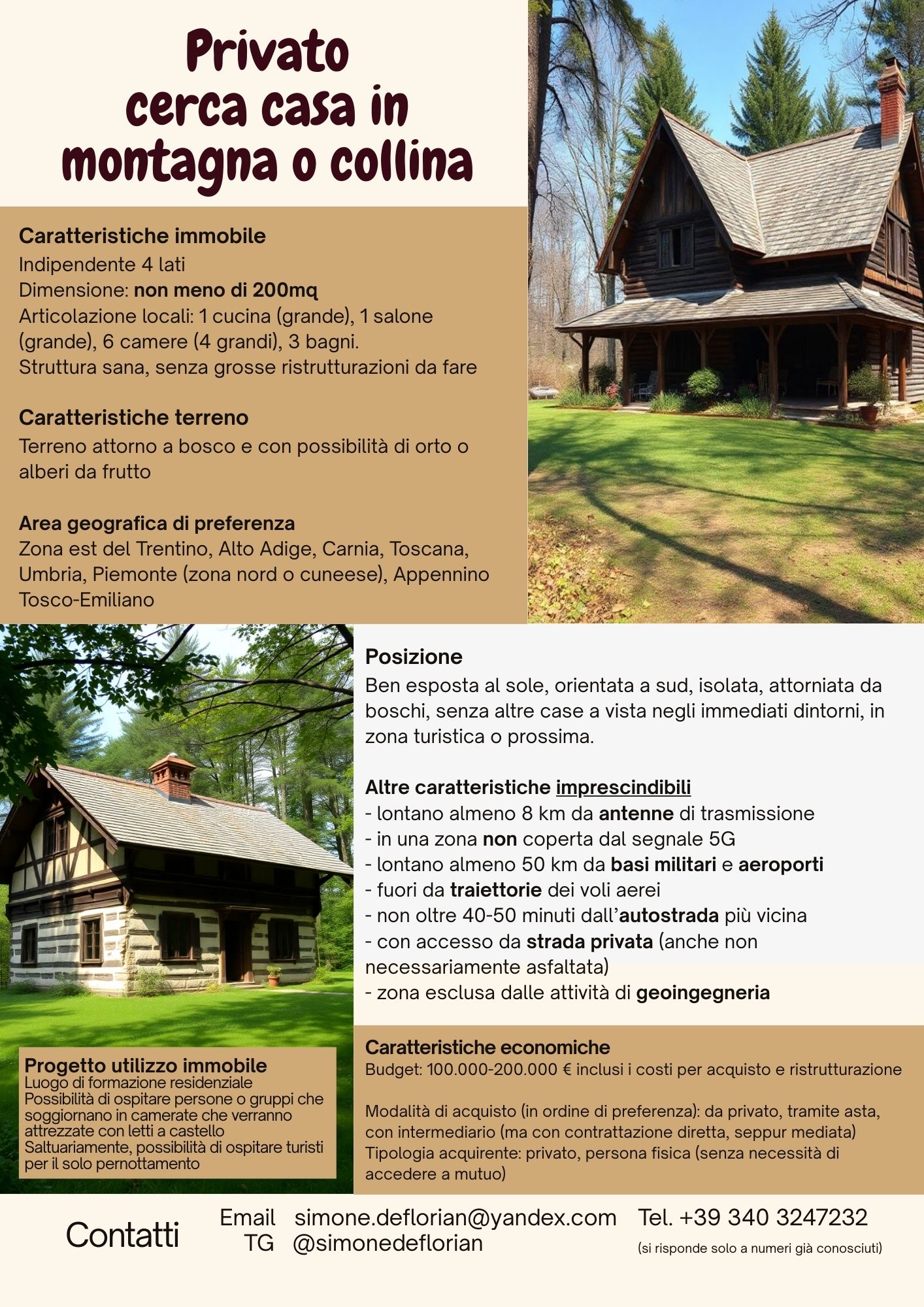 Volantino Cerchiamo casa in campagna