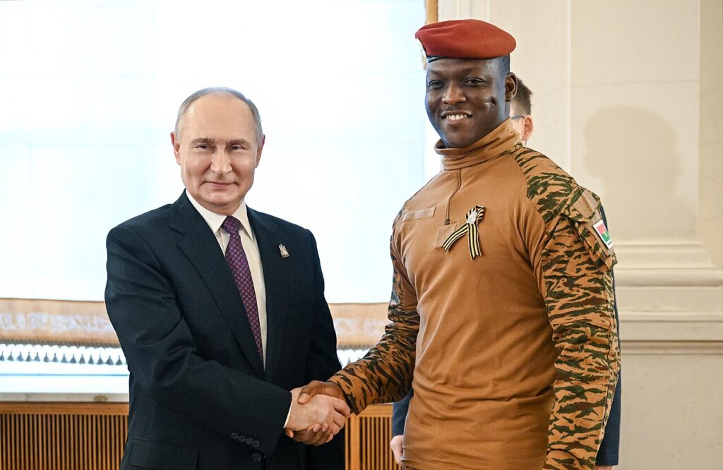 08 05 2025 Presidents Vladimir Putin and Ibrahim Traore meet in Moscow for Victory Day in Red Square 2025